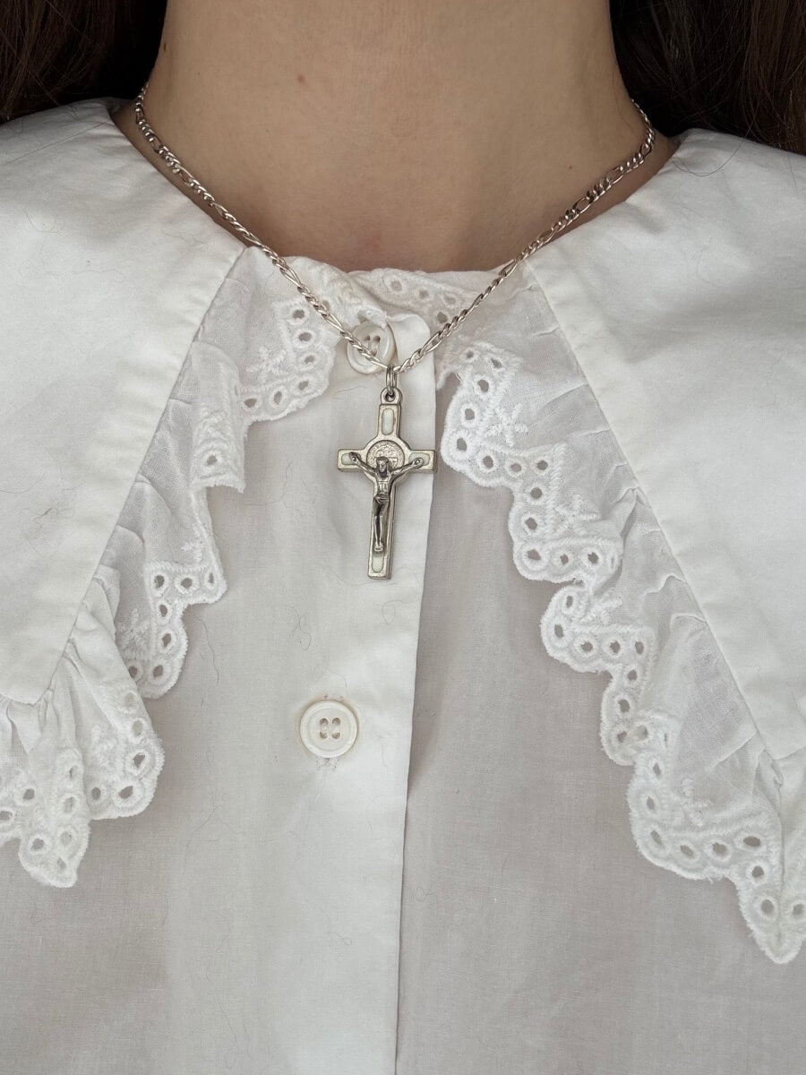 'The White Crucifix' Necklace